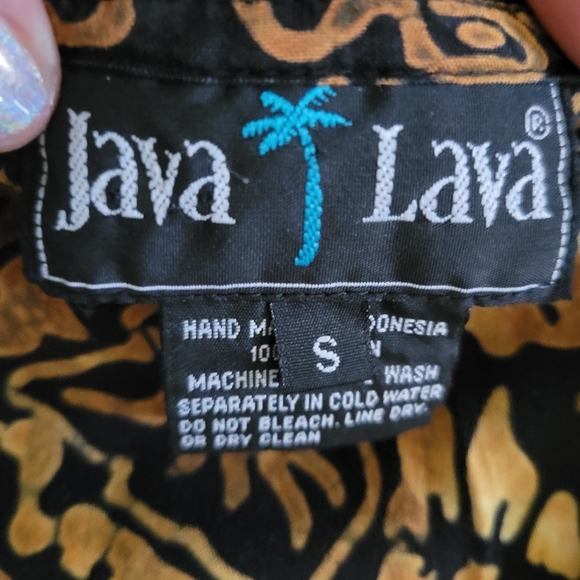 VINTAGE JAVA LAVA Tribal Tropical Floral Sun Dress Black & Brown - Picture 10 of 13